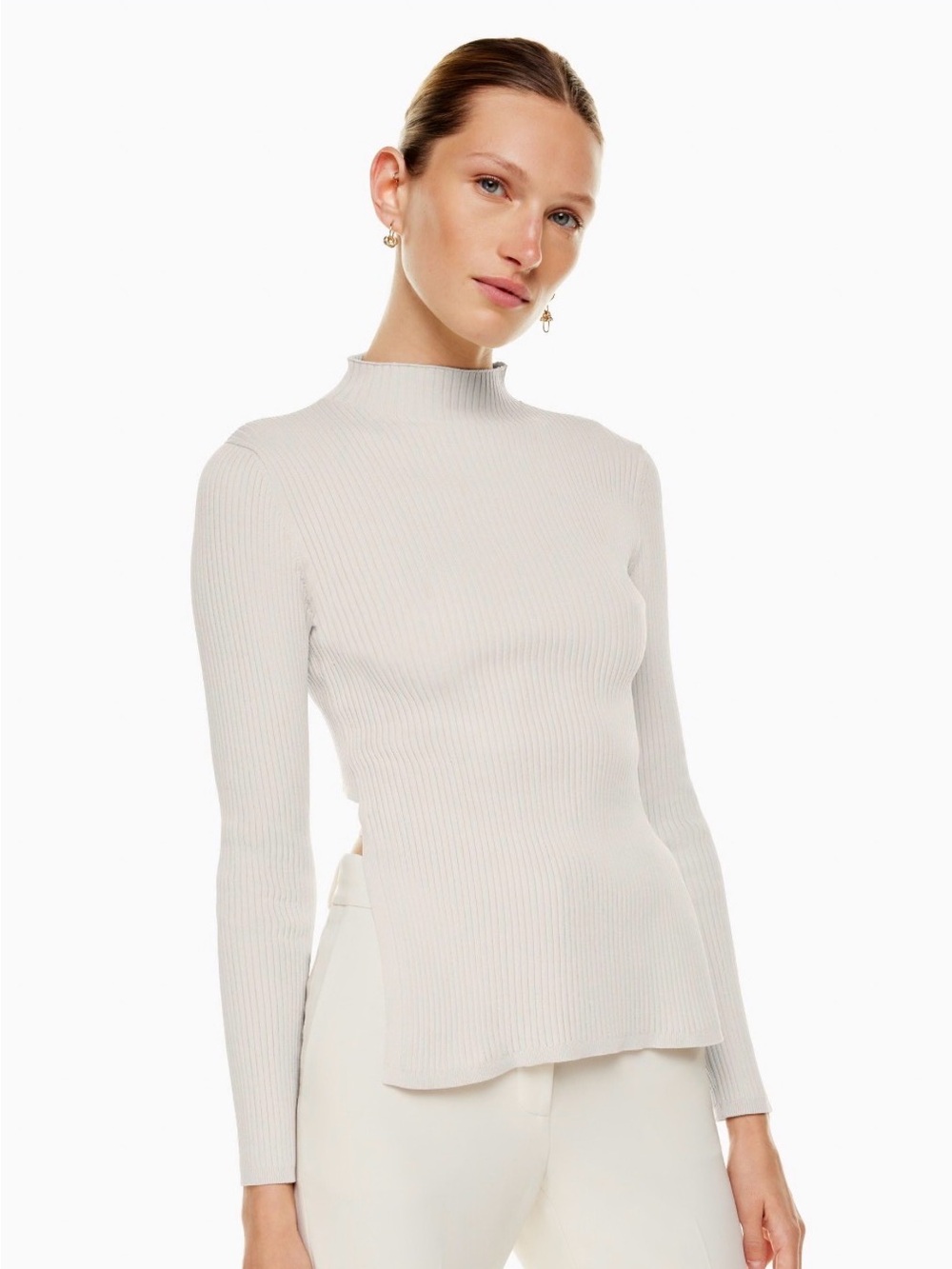 🤍 Babaton Sculpt Knit Tie-Back Longsleeve – Size S